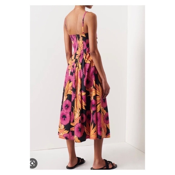DEREK LAM 10 CROSBY Reef A-Line Cami Midi Dress Fuschia Multi Size 4 NWT - Picture 2 of 9